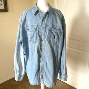 Men’s Vintage 80s 90s Marlboro Country Store Denim Button Up Long Sleeve Sz XL